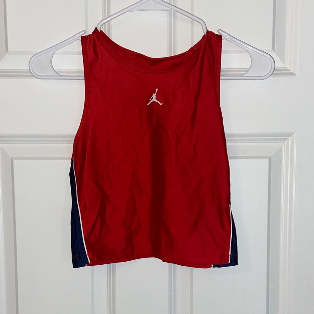 Jordan Red Sleeveless Top with Blue Sides